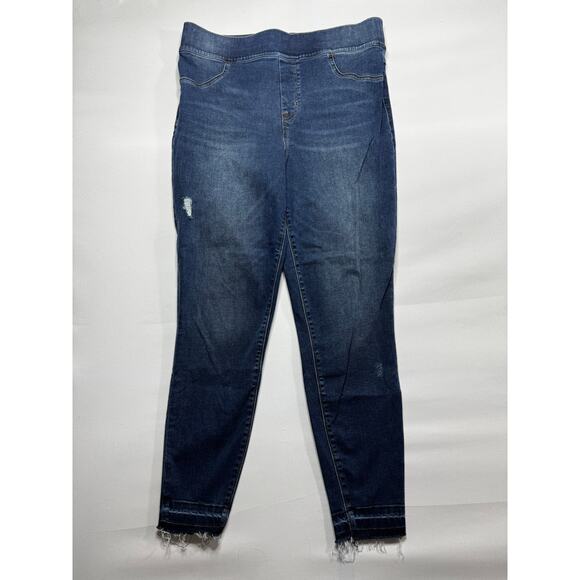 Spanx Women's Distressed Pull On Blue Denim Jeggings - Size 1X (34x27.5) - Picture 1 of 5